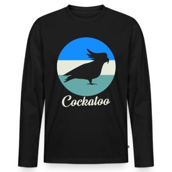 Cockatoo parrot bird feather plumage feather dress - Men's Premium Organic Long Sleeve Shirt - black - Front - Nico (187cm)