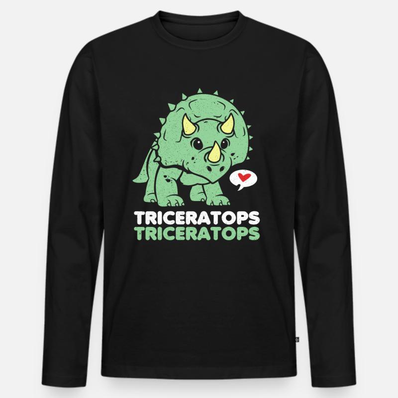 Triceratops - Männer Premium Bio Langarmshirt - Schwarz