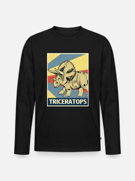 Triceratops - Men's Premium Organic Long Sleeve Shirt - black