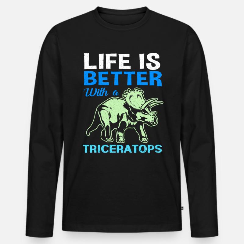 Triceratops - Männer Premium Bio Langarmshirt - Schwarz