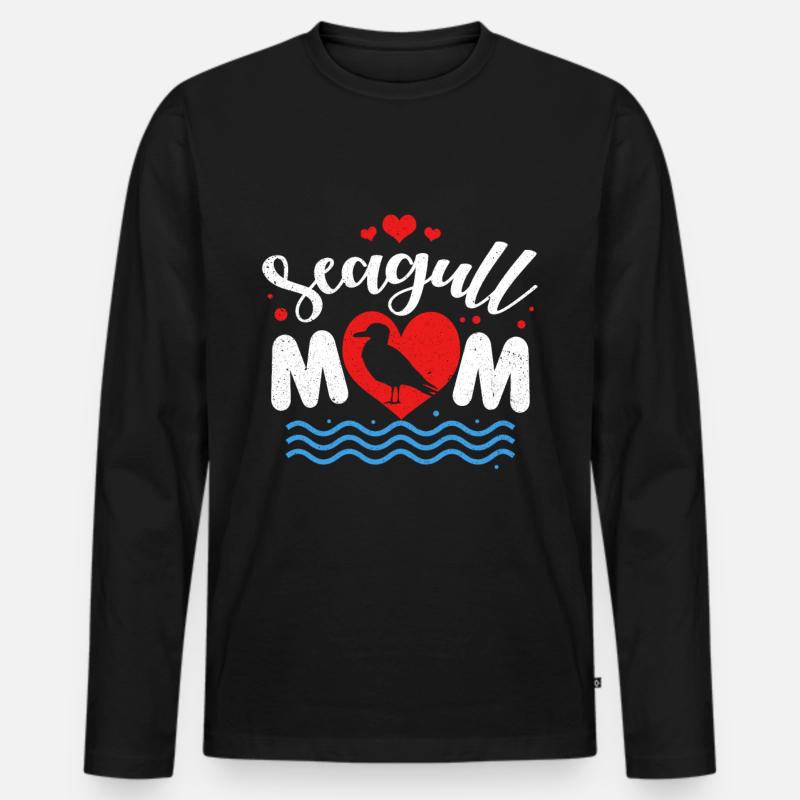 Möwe - Männer Premium Bio Langarmshirt - Schwarz
