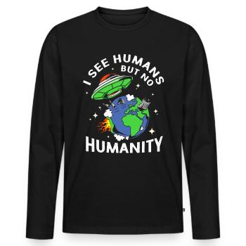 Alien - Männer Premium Bio Langarmshirt - Schwarz - Vorne - Nico (187cm)