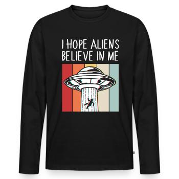 Alien - Männer Premium Bio Langarmshirt - Schwarz - Vorne - Nico (187cm)