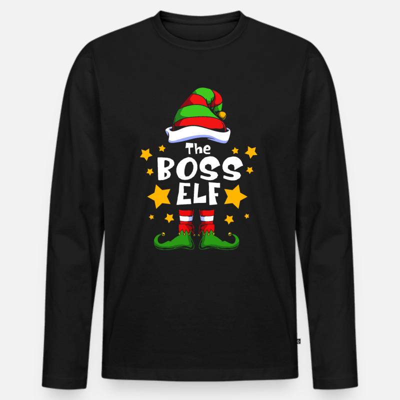 Elfe Elf Weihnachtsgeschenk Boss - Männer Premium Bio Langarmshirt - Schwarz