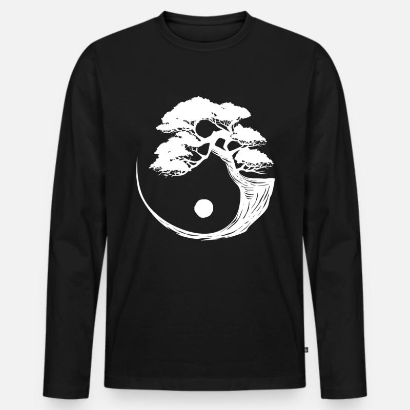 Bonsai Baum - Männer Premium Bio Langarmshirt - Schwarz
