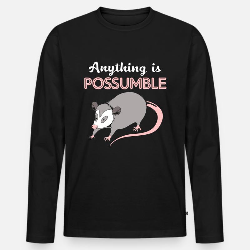 Opossum - Männer Premium Bio Langarmshirt - Schwarz