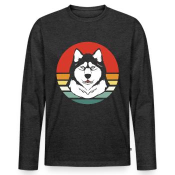 Malamute sled dog - Men's Premium Organic Long Sleeve Shirt - heather anthracite - Front - Nico (187cm)