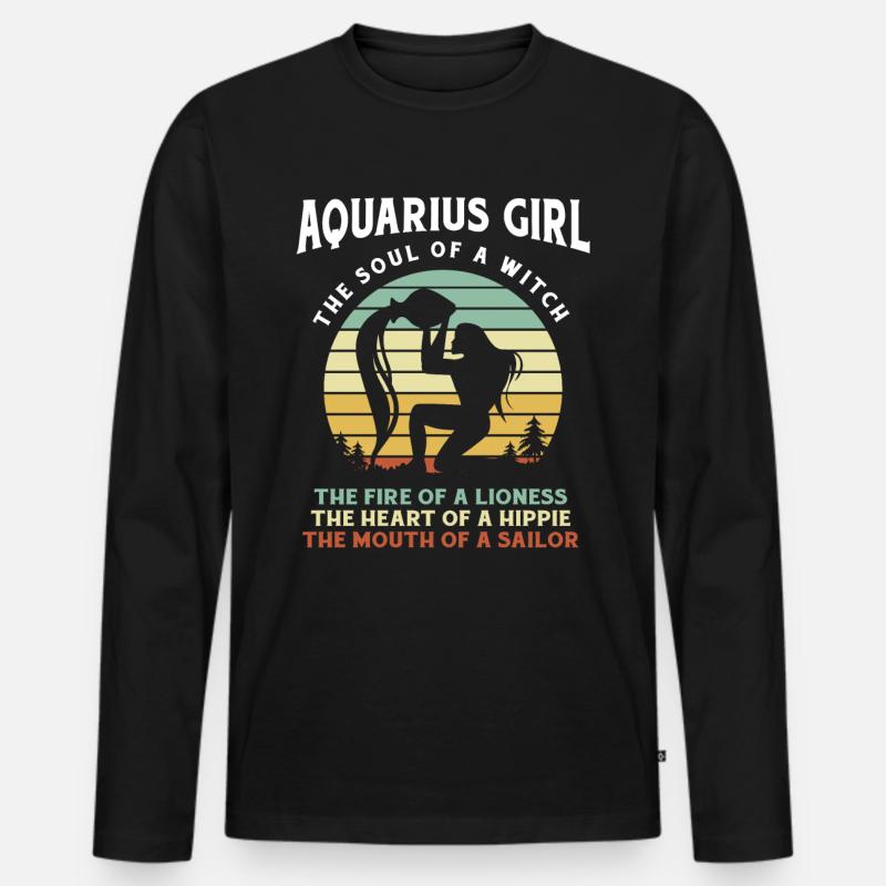 Sternzeichen Wassermann - Männer Premium Bio Langarmshirt - Schwarz