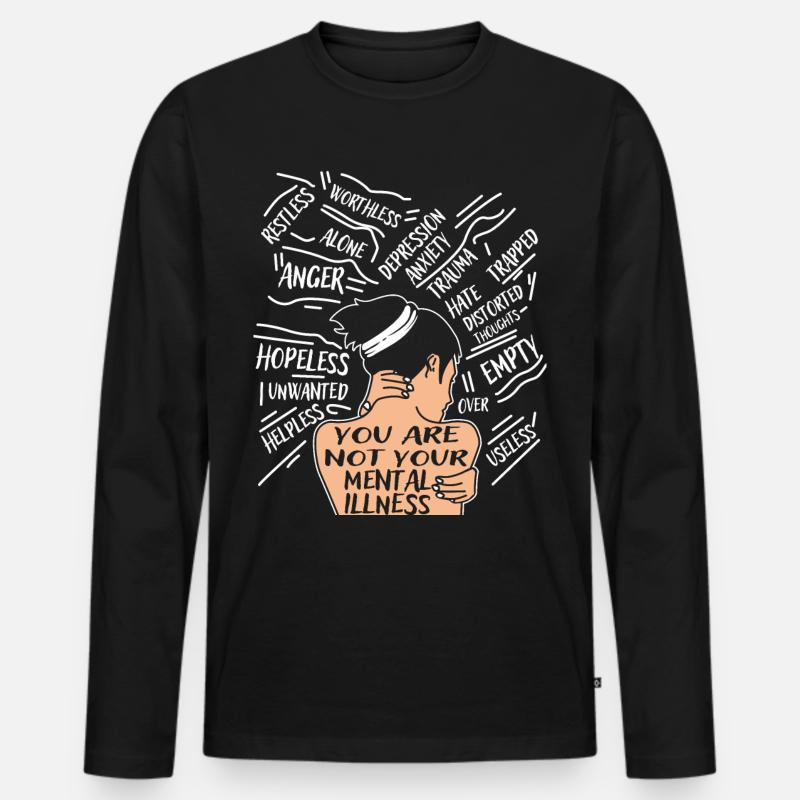 Depressione - Maglia a manica lunga ecologica premium da uomo - nero