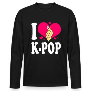 K-Pop - T-shirt manches longues Premium bio Homme - noir - Devant - Nico (187cm)
