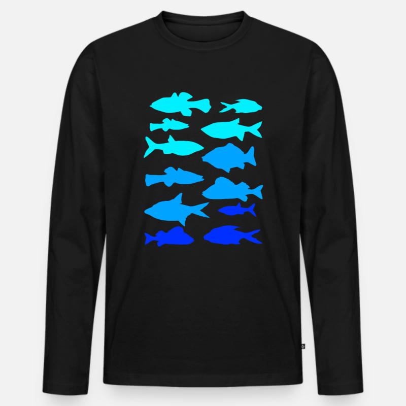Anglerfisch Karpfen Hecht - Männer Premium Bio Langarmshirt - Schwarz