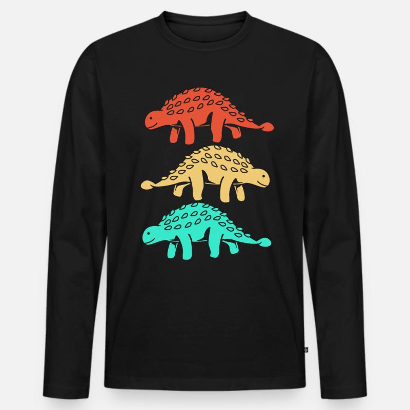 Dino - Männer Premium Bio Langarmshirt - Schwarz