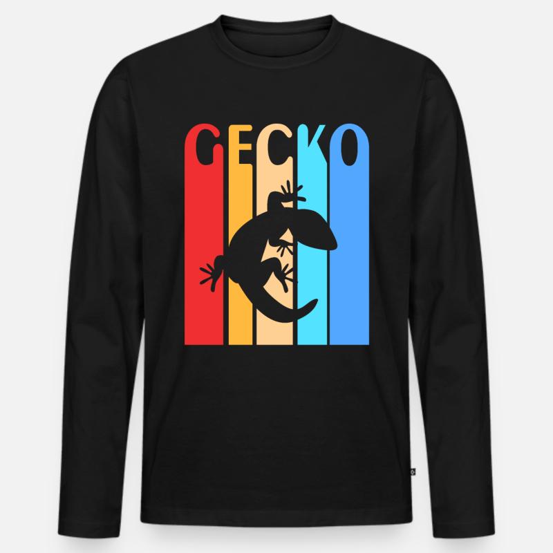 Gecko - Männer Premium Bio Langarmshirt - Schwarz