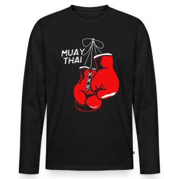 Muay Thai - T-shirt manches longues Premium bio Homme - noir - Devant - Nico (187cm)