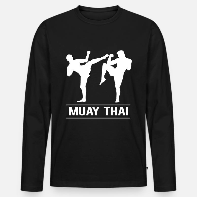 Muay Thai - Männer Premium Bio Langarmshirt - Schwarz