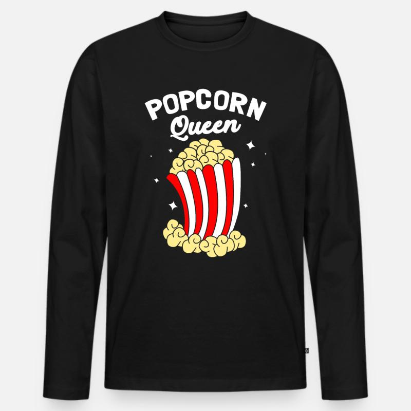 Popcorn - Männer Premium Bio Langarmshirt - Schwarz