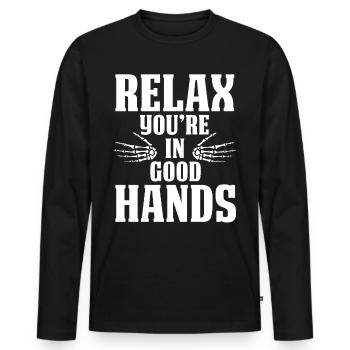 Physiotherapeut - Männer Premium Bio Langarmshirt - Schwarz - Vorne - Nico (187cm)
