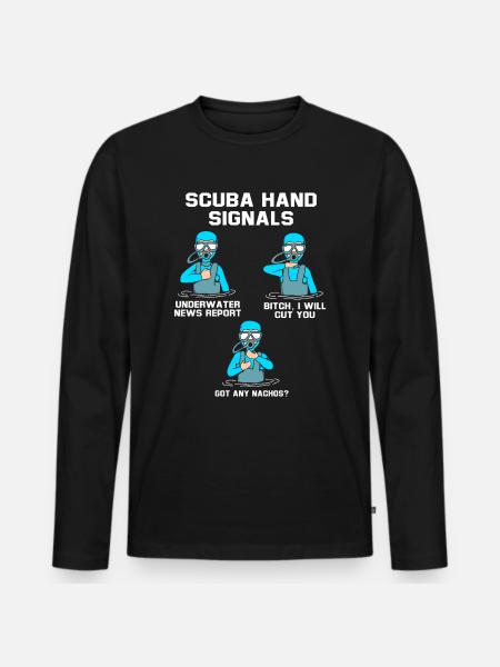 Diver Hand sign Scuba Diving - Men's Premium Organic Long Sleeve Shirt - black