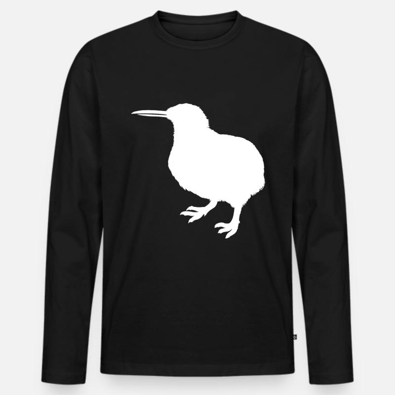 kiwi-vogel Kiwi Vogel - Männer Premium Bio Langarmshirt - Schwarz