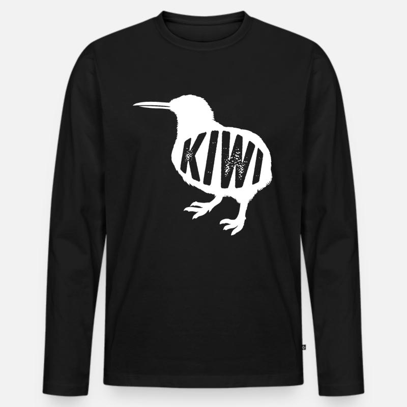 kiwi-vogel Kiwi Vogel - Männer Premium Bio Langarmshirt - Schwarz