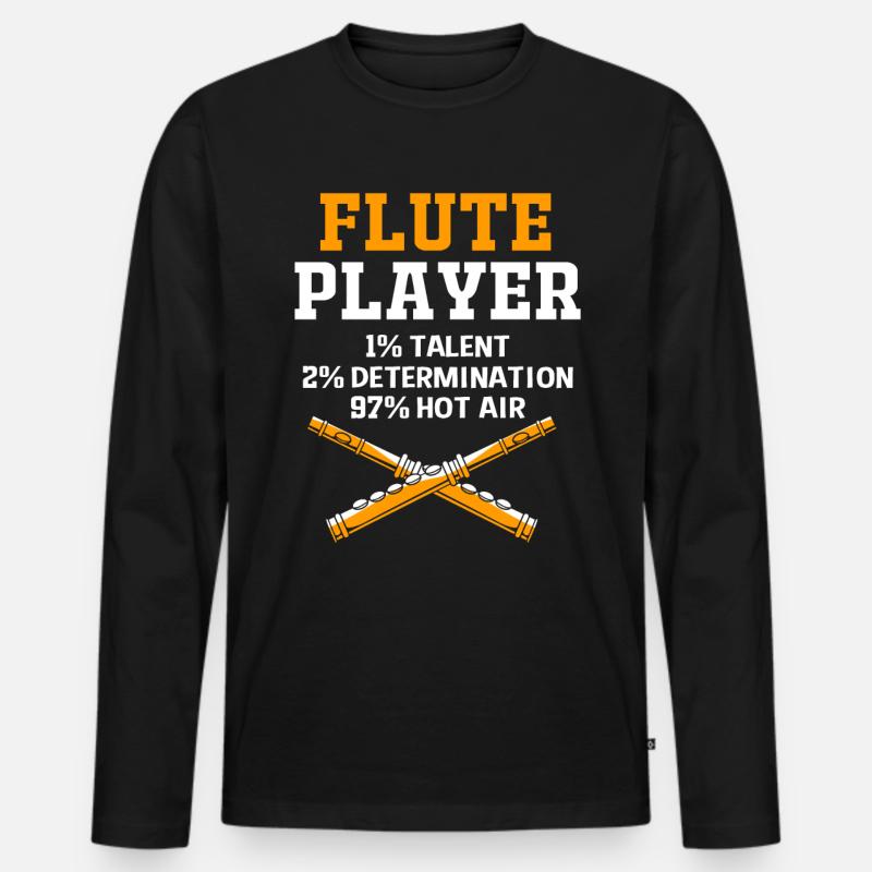 Flöte - Männer Premium Bio Langarmshirt - Schwarz