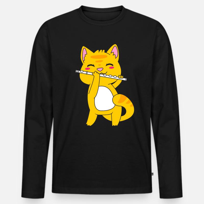 Flöte - Männer Premium Bio Langarmshirt - Schwarz