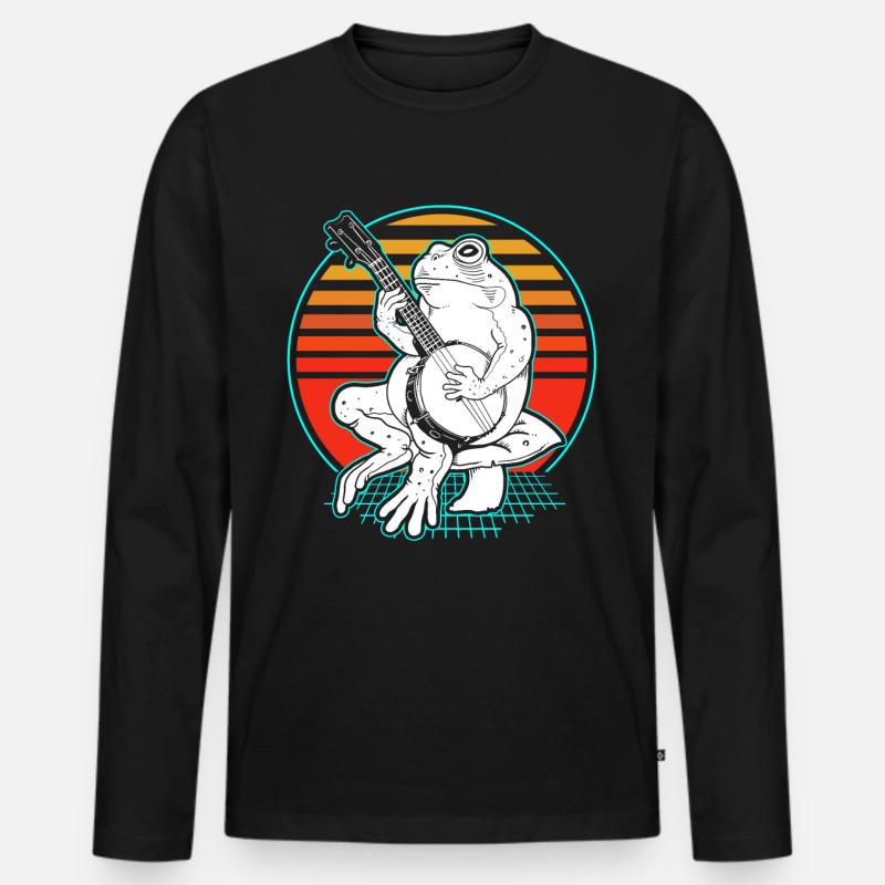 Banjo Bluegrass - Männer Premium Bio Langarmshirt - Schwarz