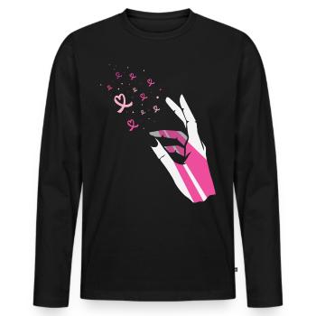 Cancer du sein- cancer du sein-mois boucle du cancer du sein - T-shirt manches longues Premium bio Homme - noir - Devant - Nico (187cm)