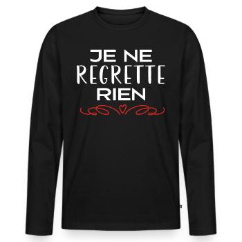 Je ne regrette rien - T-shirt manches longues Premium bio Homme - noir - Devant - Nico (187cm)