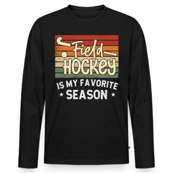 Bases de l’entraînement de l’équipe de hockey sur gazon pour les filles - T-shirt manches longues Premium bio Homme - noir - Devant - Nico (187cm)