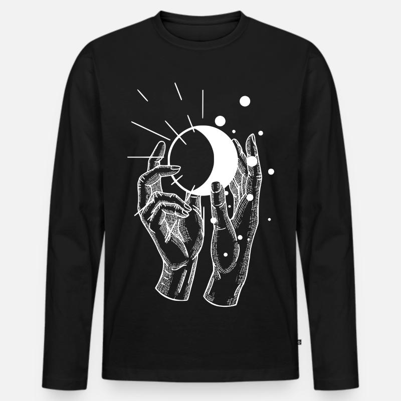 Sonnen Hand - Männer Premium Bio Langarmshirt - Schwarz