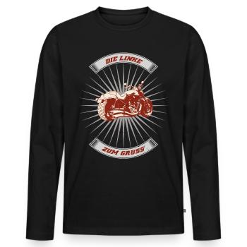 Die Linke zum Gruß - Motorrad Shirt - Männer Premium Bio Langarmshirt - Schwarz - Vorne - Nico (187cm)