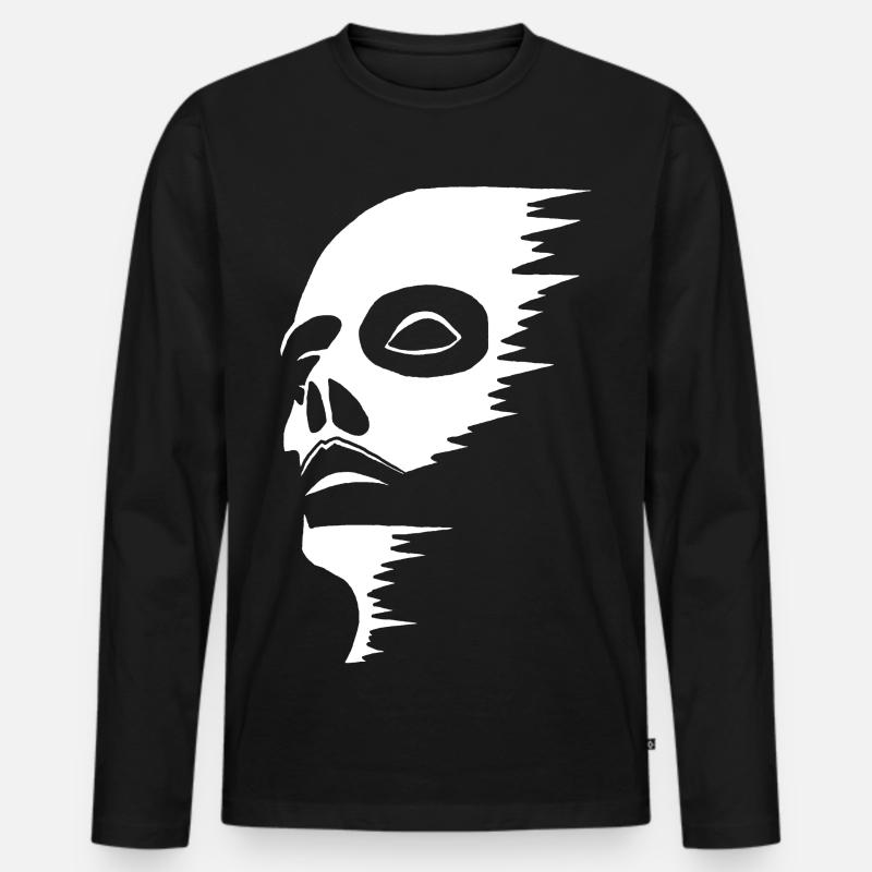 Geisterhaftes Gesicht - Männer Premium Bio Langarmshirt - Schwarz