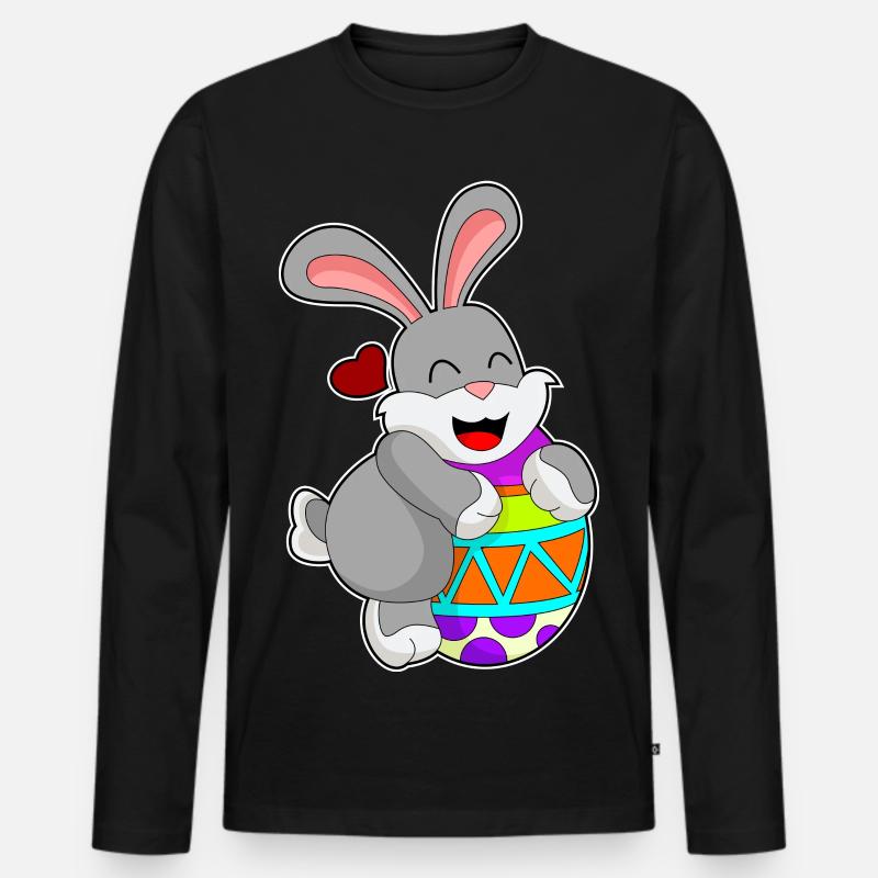 Hase Ei - Männer Premium Bio Langarmshirt - Schwarz
