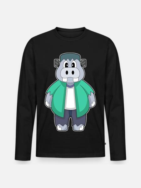 Hippopotamus Halloween - Men's Premium Organic Long Sleeve Shirt - black