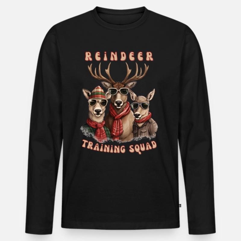 Rentier-Trainingstruppe - Männer Premium Bio Langarmshirt - Schwarz