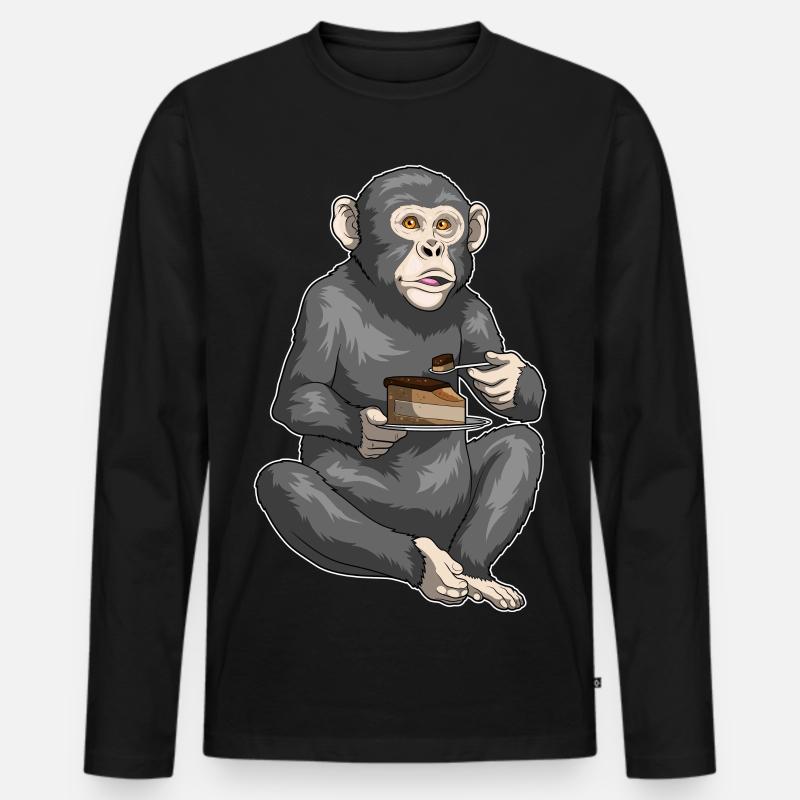 Monkey Birthday Cake - Men's Premium Organic Long Sleeve Shirt - black