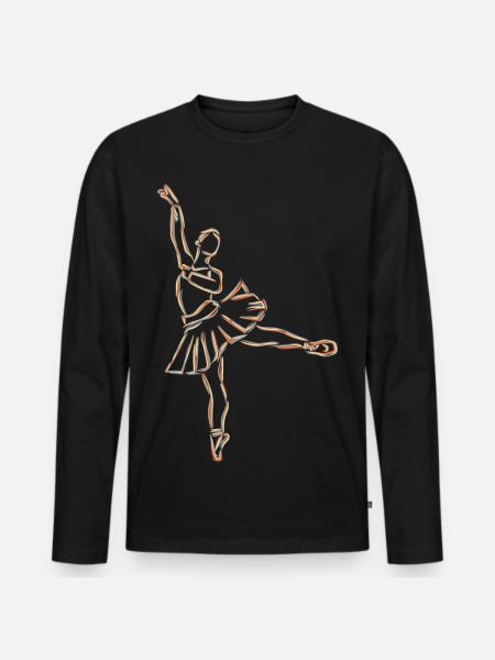 Ballet Girl Drawing - Men's Premium Organic Long Sleeve Shirt - black