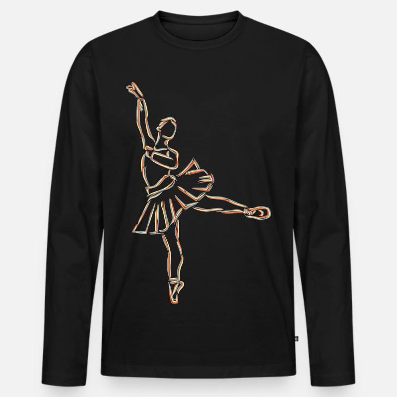 Ballett Mädchen Zeichnung - Männer Premium Bio Langarmshirt - Schwarz