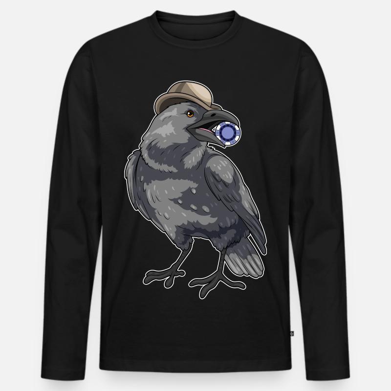 Krähe Poker Pokerchips - Männer Premium Bio Langarmshirt - Schwarz