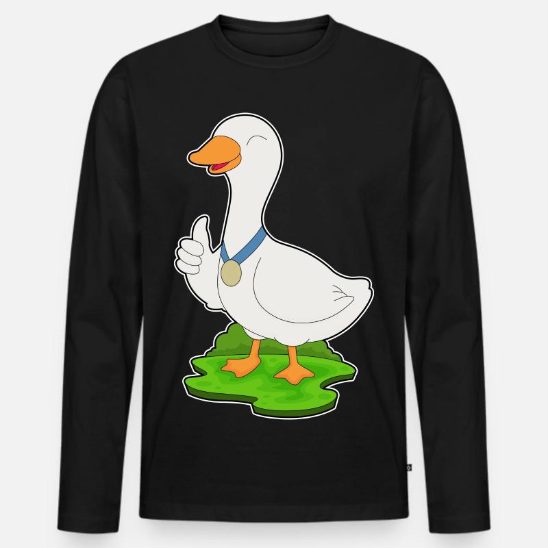Ente Medaille - Männer Premium Bio Langarmshirt - Schwarz