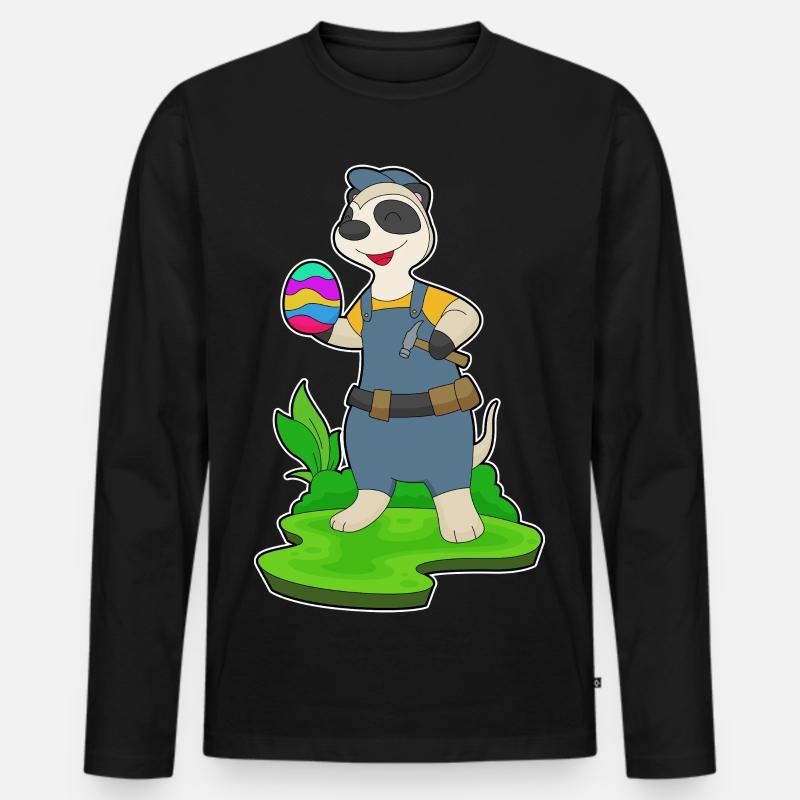 Erdmännchen Ostern Handwerker - Männer Premium Bio Langarmshirt - Schwarz