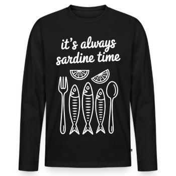 it's always sardine time - Men's Premium Organic Long Sleeve Shirt - black - Front - Nico (187cm)