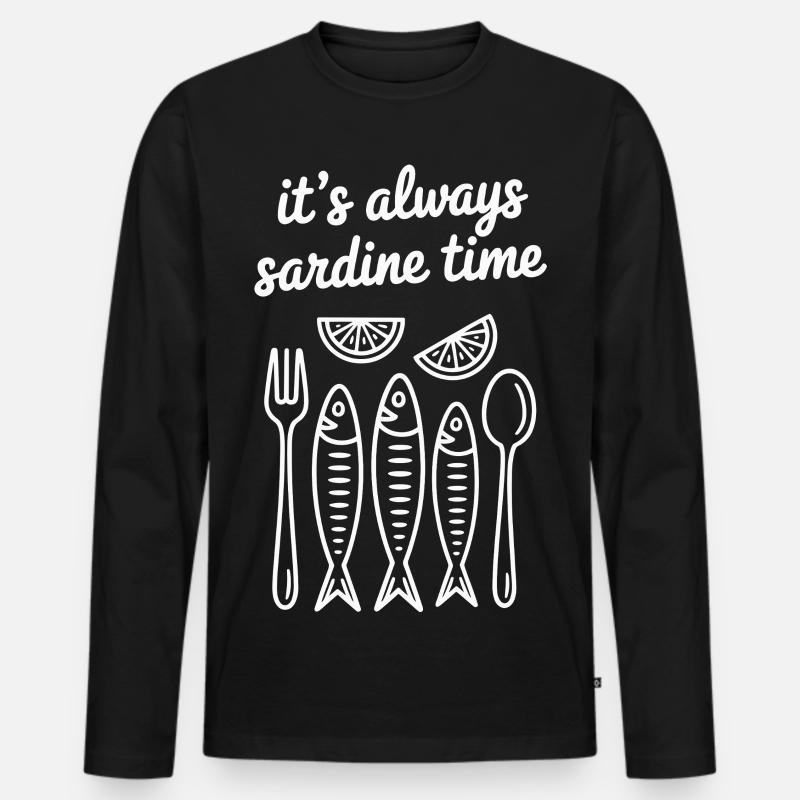 it's always sardine time - Männer Premium Bio Langarmshirt - Schwarz
