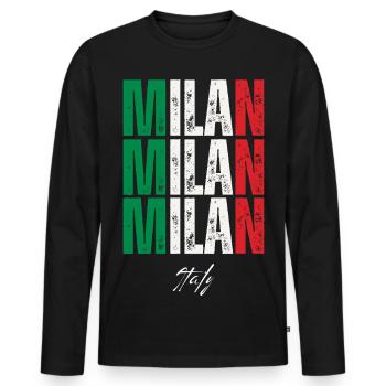 Mailand Italien, Souvenir von Mailand - Männer Premium Bio Langarmshirt - Schwarz - Vorne - Nico (187cm)