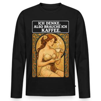 Pin-up woman with coffee in Art Nouveau style - Men's Premium Organic Long Sleeve Shirt - black - Front - Nico (187cm)