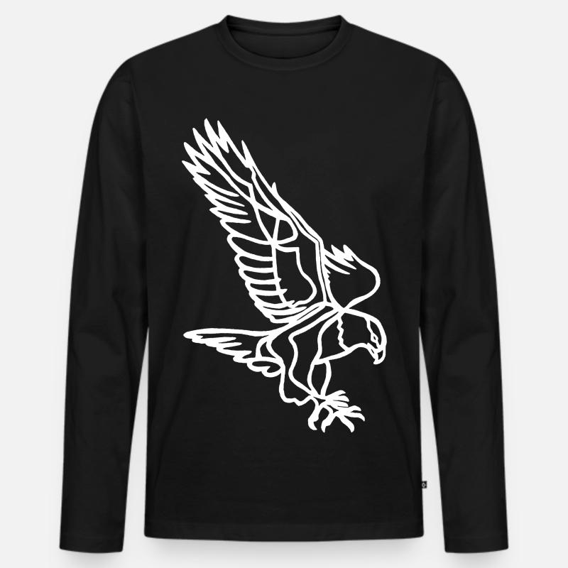 White Eagle in Flight - Men's Premium Organic Long Sleeve Shirt - black