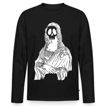 Crâne de la Joconde (blanc) - T-shirt manches longues Premium bio Homme - noir - Devant - Nico (187cm)