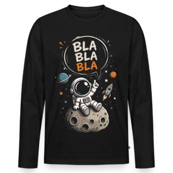 Astronaut Blabla on the Moon - Men's Premium Organic Long Sleeve Shirt - black - Front - Nico (187cm)