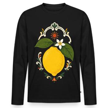 Citron italien dans le style estival - T-shirt manches longues Premium bio Homme - noir - Devant - Nico (187cm)